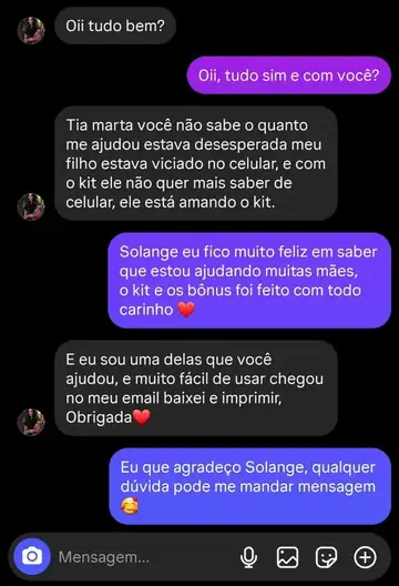 Print de conversa com depoimento de cliente