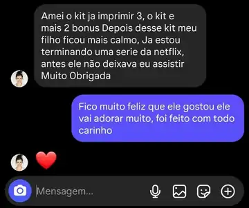 Print de conversa com depoimento de cliente