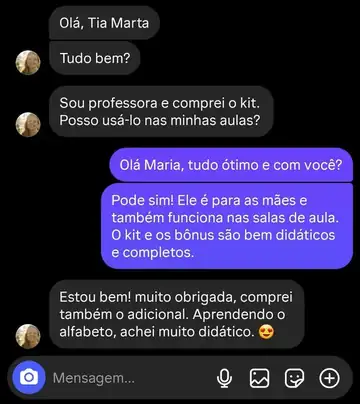 Print de conversa com depoimento de cliente