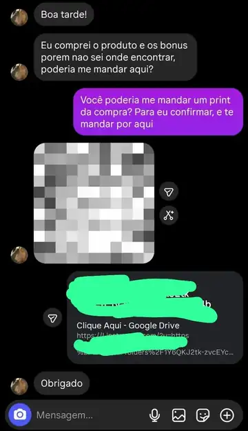 Print de conversa com depoimento de cliente